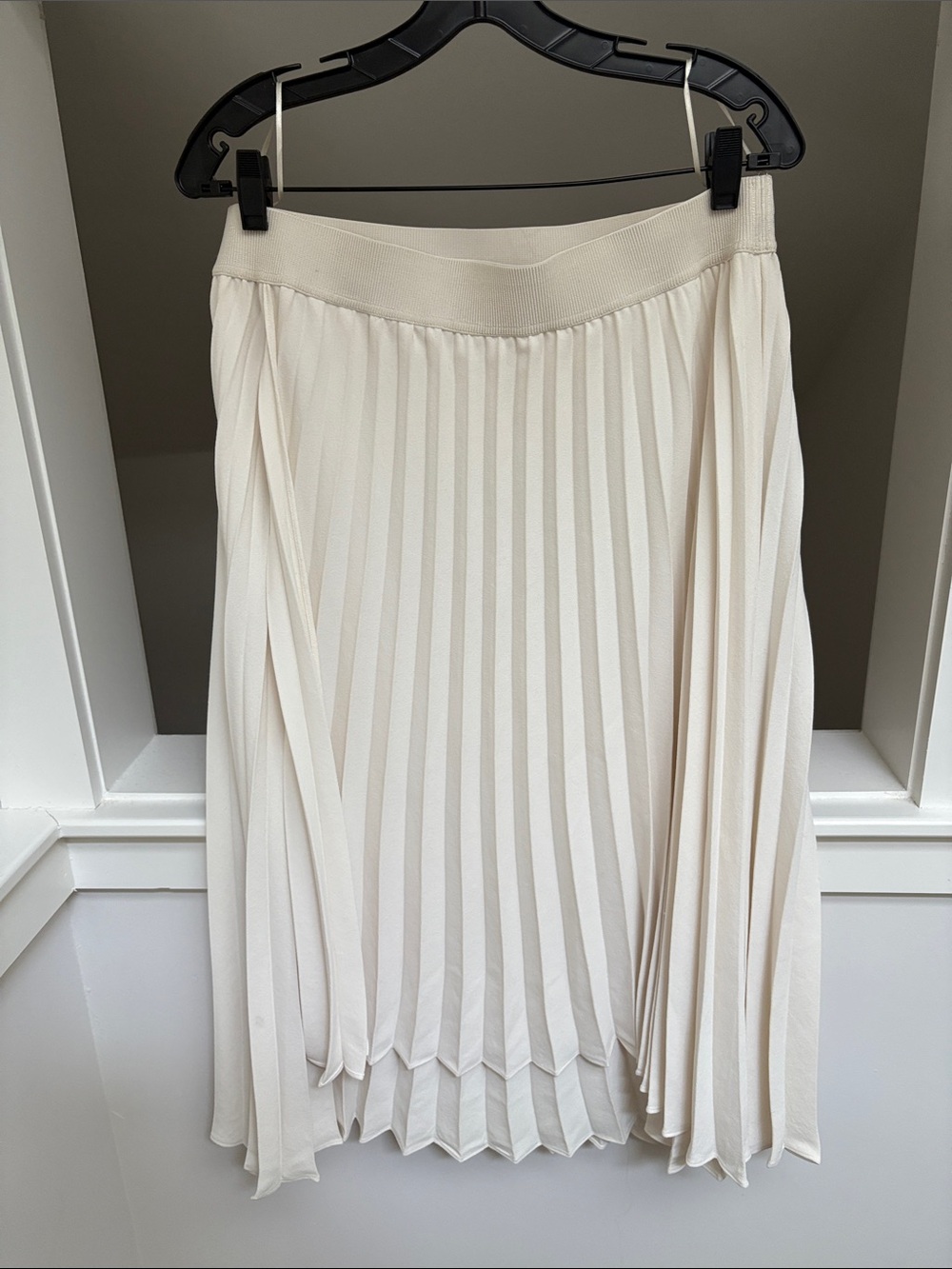 Nordstrom Cream Pleated Midi Skirt Asymmetric